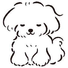 おじぎをしている犬の手描きイラスト