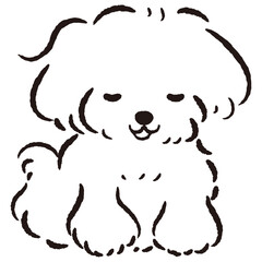 おじぎをしている犬の手描きイラスト