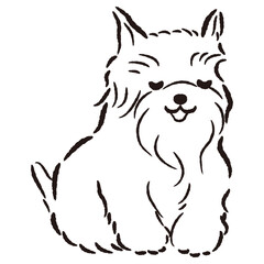 おじぎをしている犬の手描きイラスト