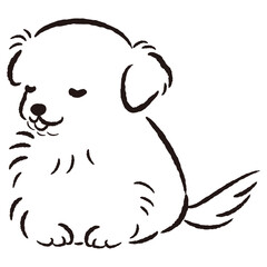 おじぎをしている犬の手描きイラスト
