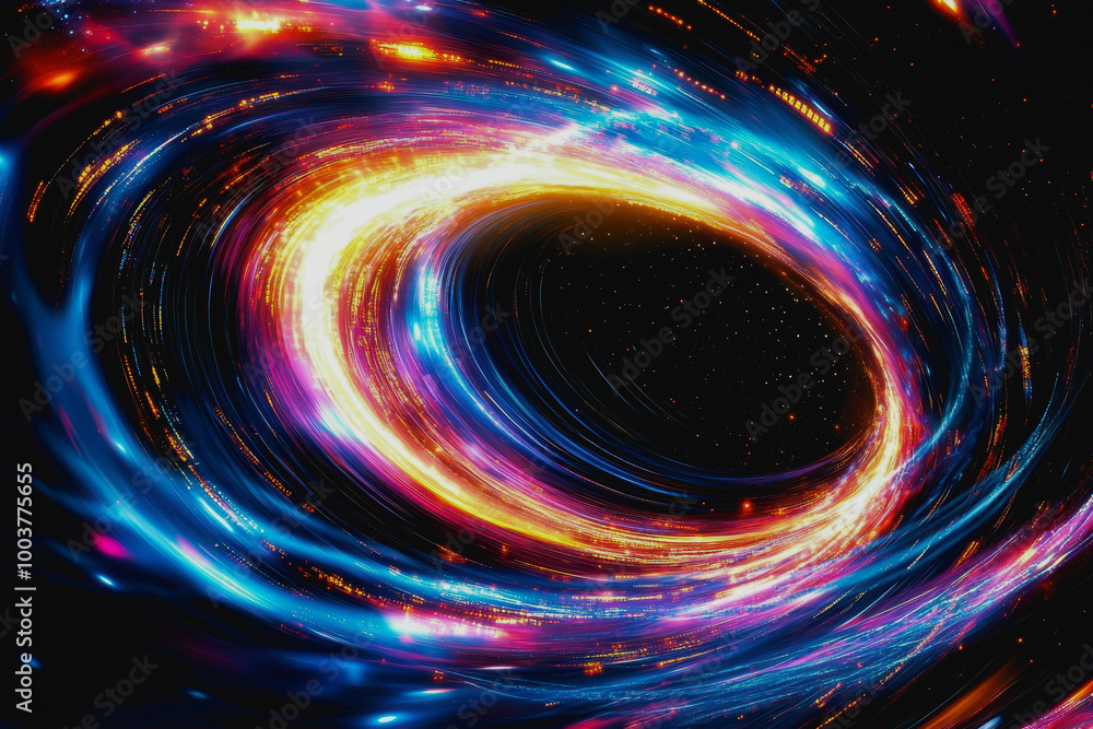 Poster futuristic space vortex with glowing tech elements