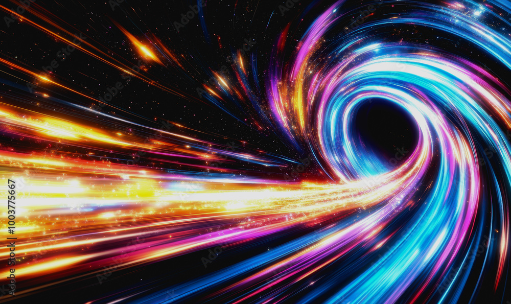 Poster Futuristic space vortex with glowing tech elements