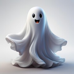 Halloween ghosts are 3D cartoons with isolated backgrounds, Generative AI