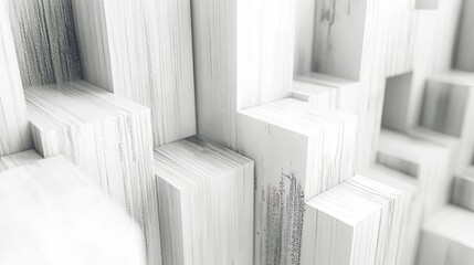 3D Shifted White Cube Boxes Block Background in Minimalist Design