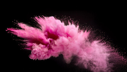 Fototapeta premium An abstract representation of a pink dust cloud against a black background, showcasing texture and movement. Perfect for artistic and creative projects.