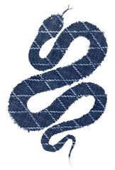 藍染の胴着で描いた、ダメージ感がおしゃれなヘビ「2025」年賀素材