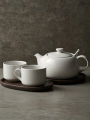 A sleek white teapot set on a minimal surface, ideal for modern kitchen aesthetics.