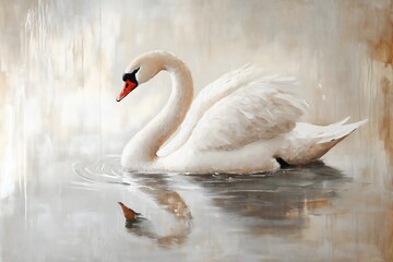 Fototapeta premium A bright painting of a swan