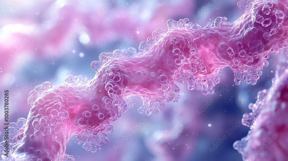 Poster microscopic view of a cell's dna structure