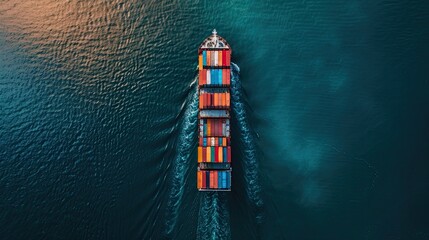 Aerial view ontainer ship in export and import business and logistics Shipping cargo to harbor