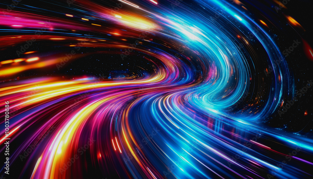 Aufkleber neon cosmic portal with advanced tech circuitry in deep space