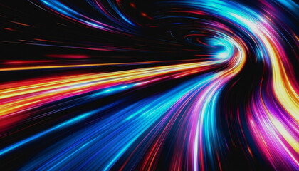 Neon cosmic portal with advanced tech circuitry in deep space