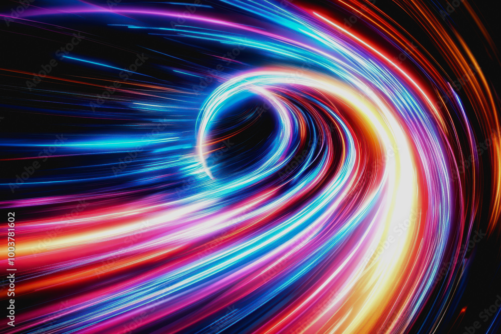 Aufkleber neon cosmic portal with advanced tech circuitry in deep space