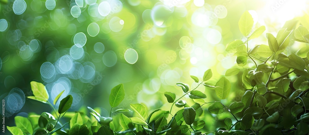 Poster fresh green nature bokeh blurred background. copy space image. place for adding text and design