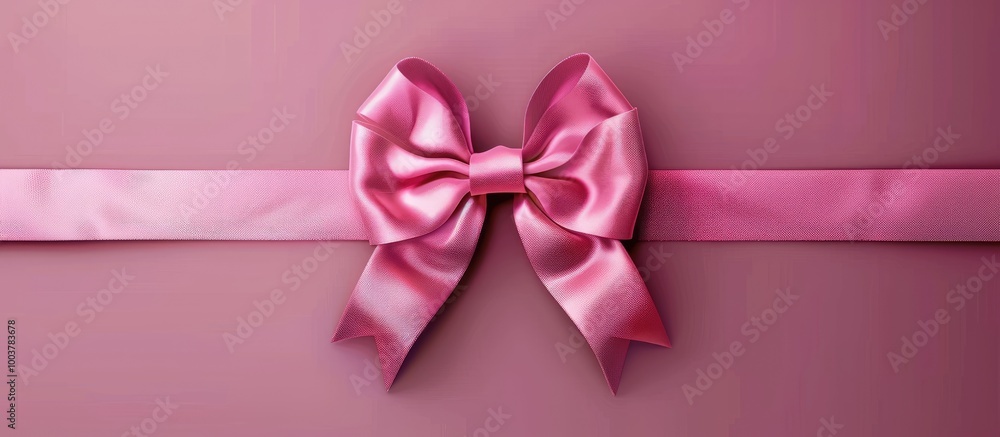 Poster pink bow ribbon. copy space image. place for adding text and design