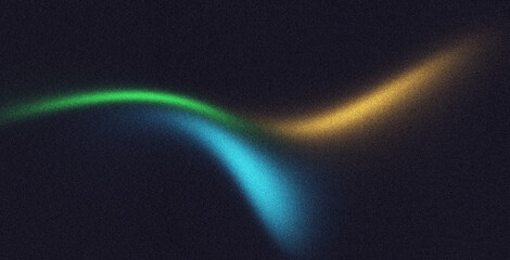 Abstract grainy gradient background, teal green blue yellow color shape black backdrop, noisy...