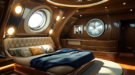 Interior of a Luxurious Cabin Cruiser  