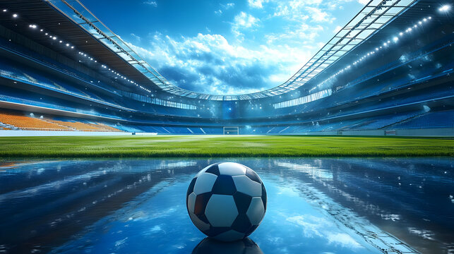 Soccer Ball Floats in Stadium After Rain