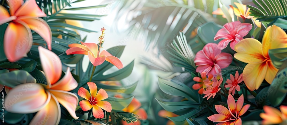 Aufkleber lovely tropical blooms. copy space image. place for adding text and design