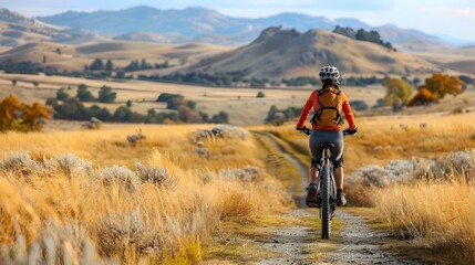 Fototapeta premium Outdoor Vitality: An Image of a Person Biking in the Open Air for Wellness