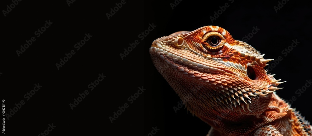 Poster portrait of a bearded dragon lizard agama. copy space image. place for adding text and design