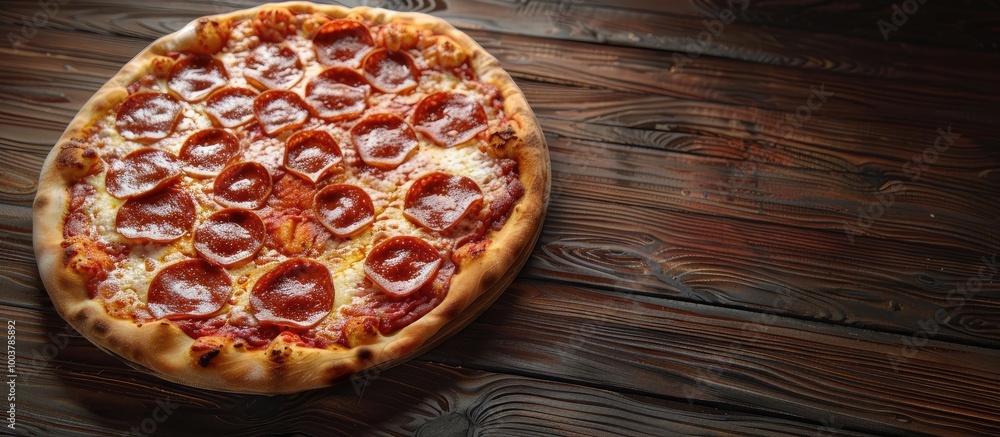Aufkleber delicious pizza on a dark wood surface. copy space image. place for adding text and design
