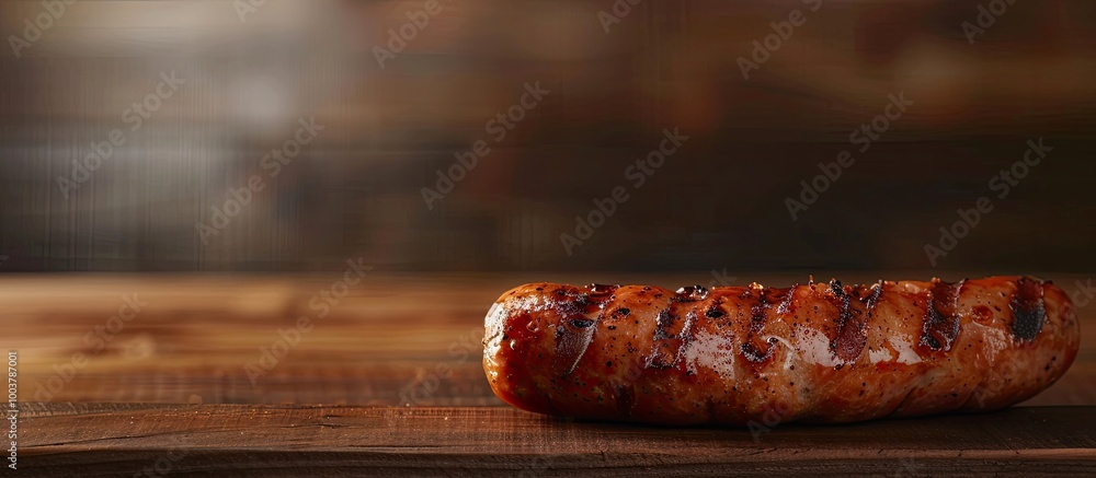 Poster diorama style grilled sausage. copy space image. place for adding text and design