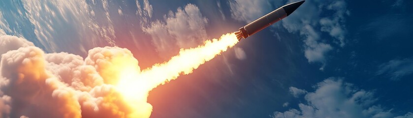 Rocket launch against dramatic sky