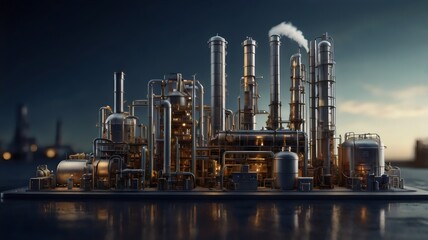 Obraz premium Chemical_Plant_Miniature_3D_Scene