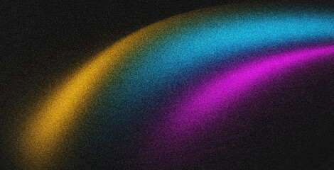 Dark blue purple black abstract grainy background, glowing vibrant color gradient shape, noise...