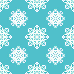 luxury seamless pattern of blue and white floral mandala motif for carpet