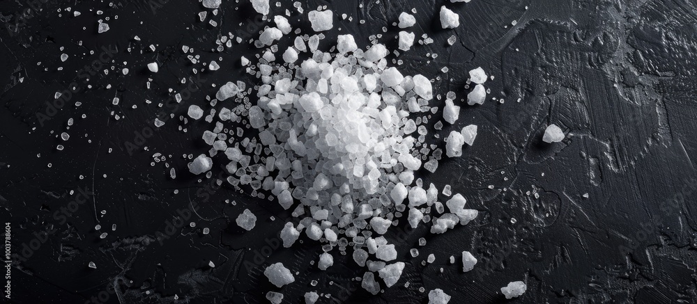 Poster salt separated on a black background top view. copy space image. place for adding text and design