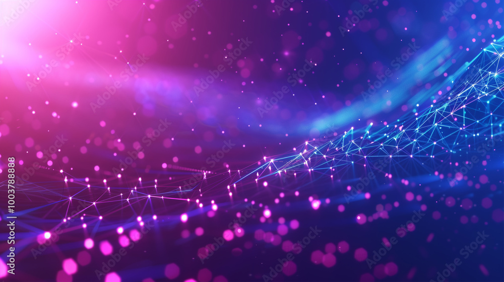 Poster 3d abstract technology background with wavy scientific joining geometric structure glowing. web bann