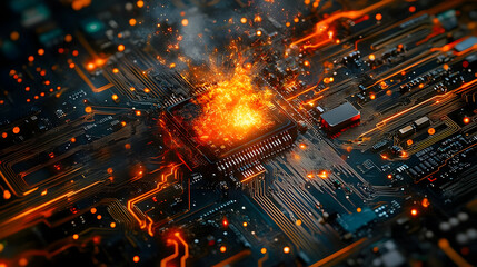 Circuit Board Overheating: Sparks Fly From Processor