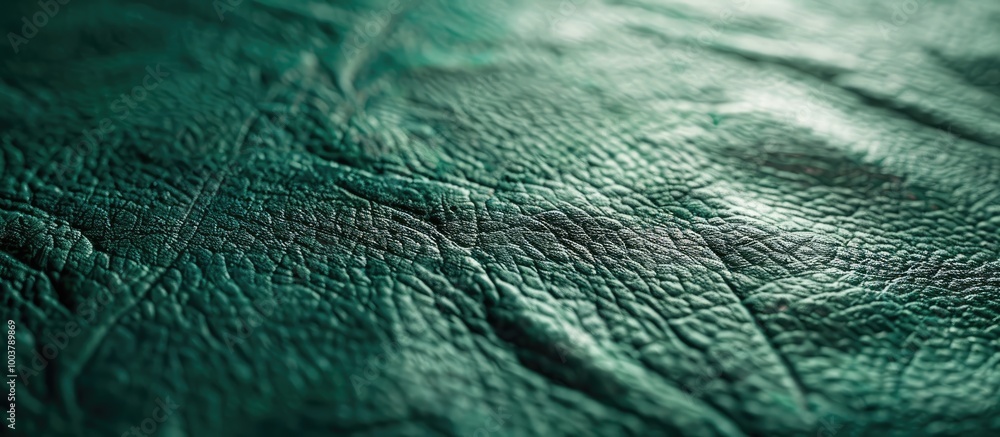 Poster close up detail of a green leather texture background. copy space image. place for adding text and d