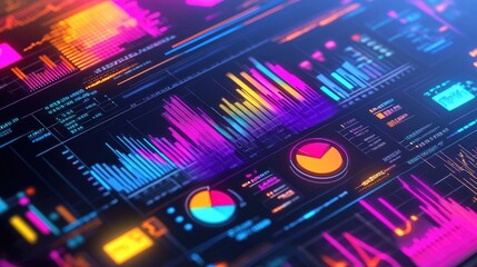 Obraz premium Vibrant Data Visualization with Graphs and Charts