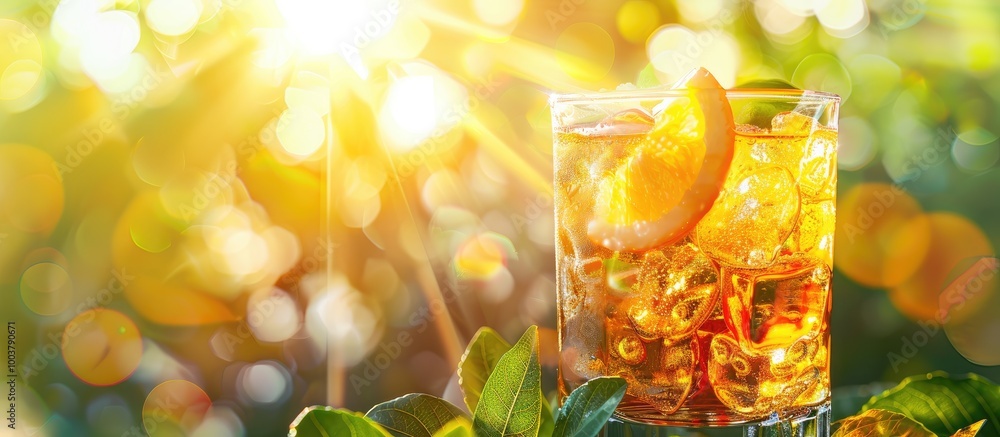 Poster cocktail and drink images featuring a bright and sunny backdrop. copy space image. place for adding 