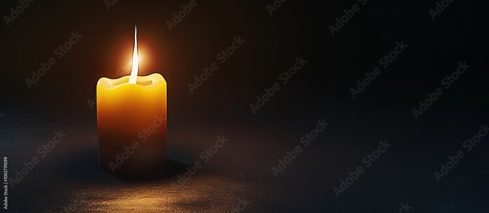 Poster candle lit against a backdrop of a light bulb. copy space image. place for adding text and design