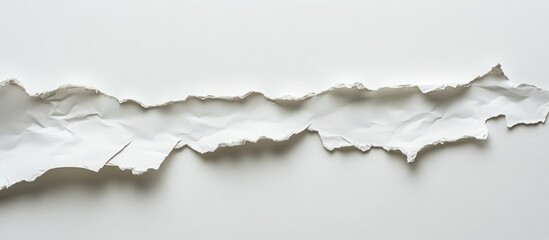 Torn White Paper on Clean Background with Rough Edges and Textured Surface