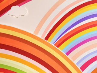 Colorful Rainbow Arches with White Clouds
