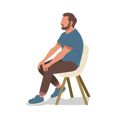 man sitting flat design illustration