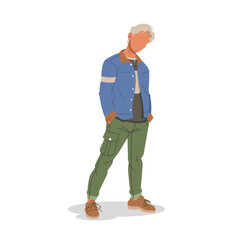 Obraz premium man posing in casual stylish outfits flat design illustration. (vol 1)
