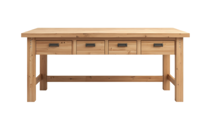 Wooden Workbench with Four Drawers.