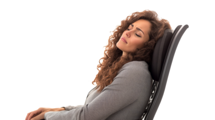 Tired Businesswoman Sleeping in Office Chair.