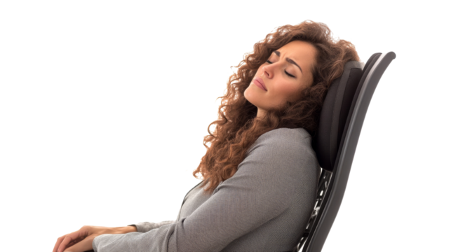 Tired Businesswoman Sleeping in Office Chair.