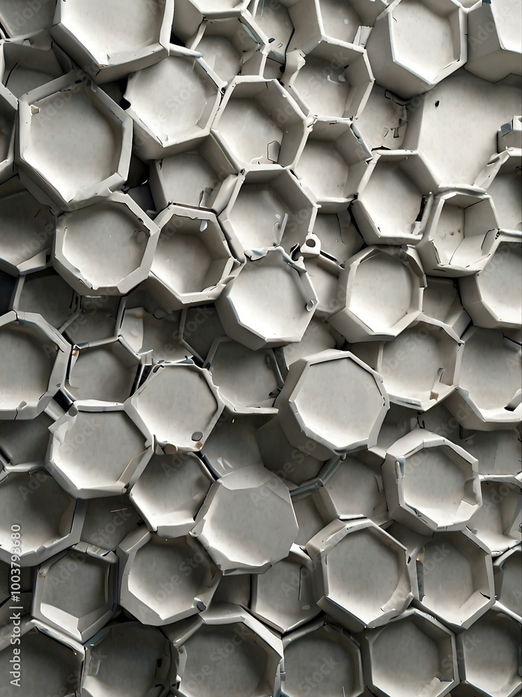 Poster abstract white hexagonal pattern with 3d depth.