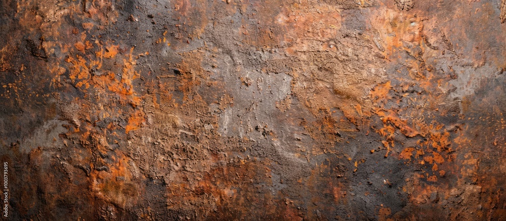 Poster aged and weathered rusty iron backdrop with copy space image