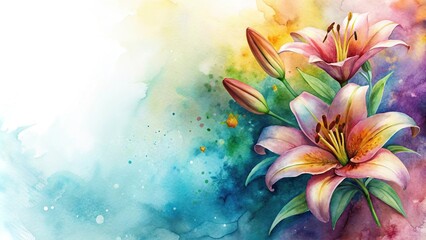 Fototapeta premium lilly decorative painting in ink wash style