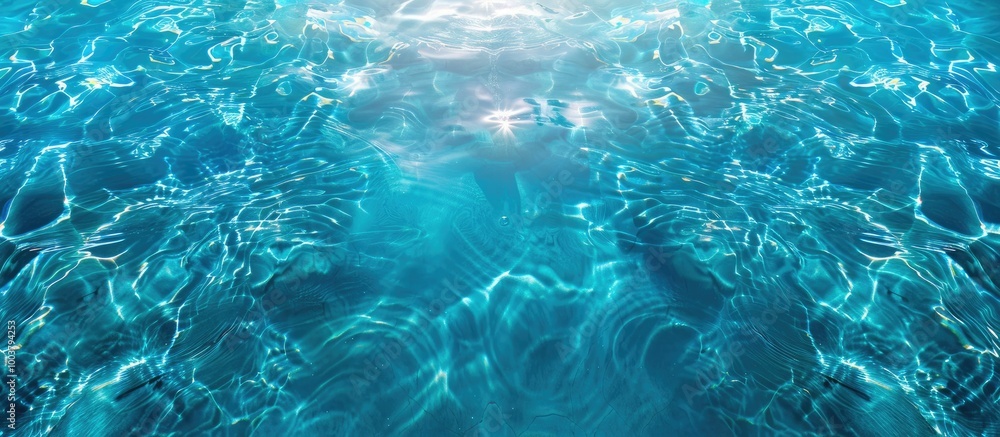 Aufkleber top view of a swimming pool with a blue reflective surface providing a background with copy space im