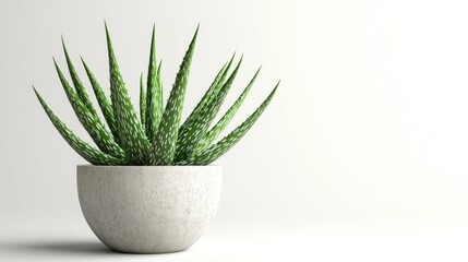 Fototapeta premium A potted aloe vera plant in a minimalist setting, showcasing natural beauty and simplicity.